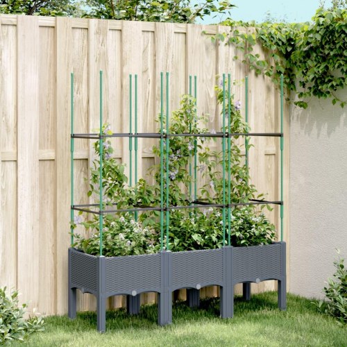Plantekasse med espalier 120×40×142,5 cm - PP, blågrå