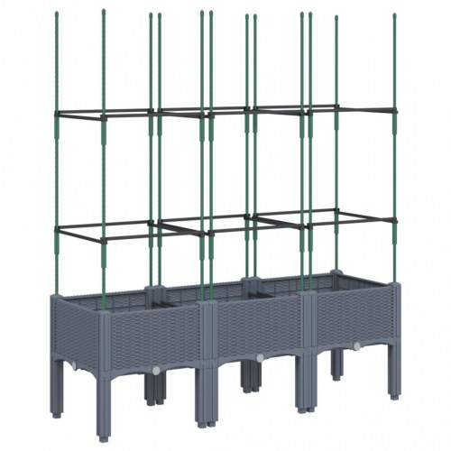 Plantekasse med espalier 120×40×142,5 cm - PP, blågrå