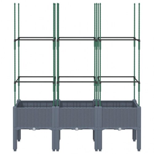 Plantekasse med espalier 120×40×142,5 cm - PP, blågrå