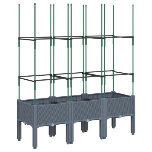 Plantekasse med espalier 120×40×142,5 cm - PP, blågrå