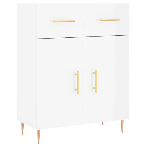 Højskab 69,5x34x180 cm konstrueret træ hvid højglans