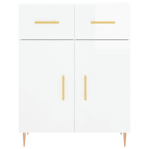 Højskab 69,5x34x180 cm konstrueret træ hvid højglans