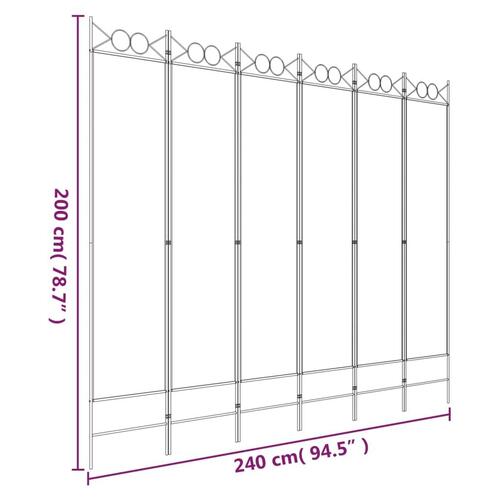 6-panels rumdeler 240x200 cm stof sort