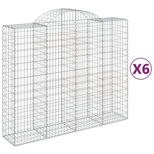 Buede gabionkurve - 6 stk. 200×50×160/180 cm i galvaniseret jern