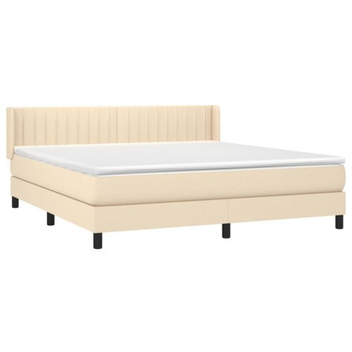 Kontinentalseng med madras 160x200 cm - stof, cremefarvet