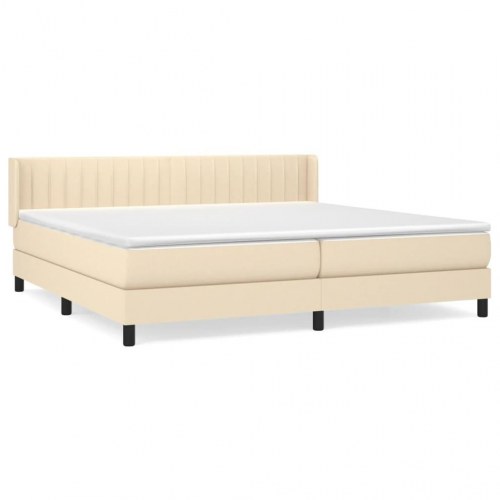 Kontinentalseng med madras 200×200 cm - stof, cremefarvet