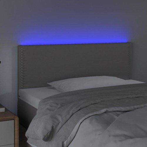 Sengegavl med LED-lys i grå kunstlæder - 100 x 5 x 78/88 cm