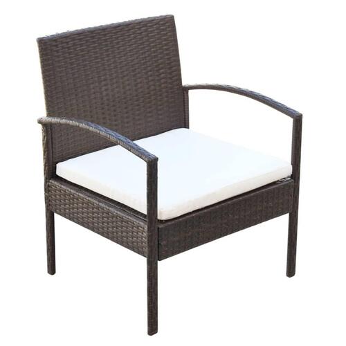 Haveloungesæt 4 dele med hynder polyrattan brun