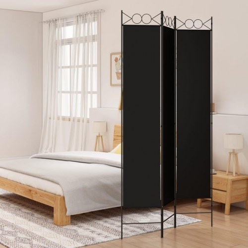 3-panels rumdeler i stof - 120 × 220 cm, sort