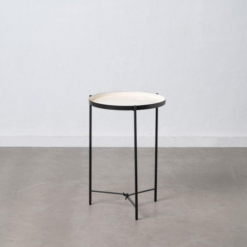Sofabord 40,5 x 40,5 x 60,5 cm Sort Flødefarvet Jern