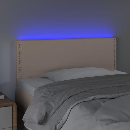 Sengegavl med LED-lys 100x5x78/88cm kunstlæder cappuccinofarvet