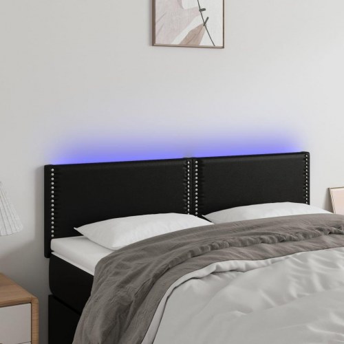 Sengegavl med LED-lys 144 x 5 x 78/88 cm - sort