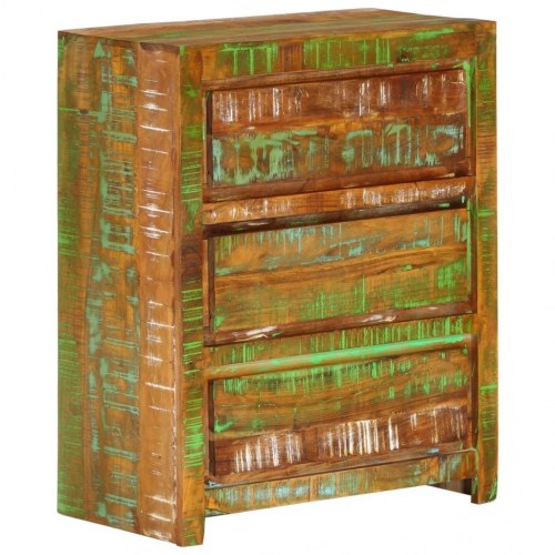 Skuffeskab 60x33x75 cm massivt genbrugstræ flerfarvet
