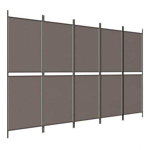5-panels rumdeler i stof - 250 × 200 cm, antracitgrå