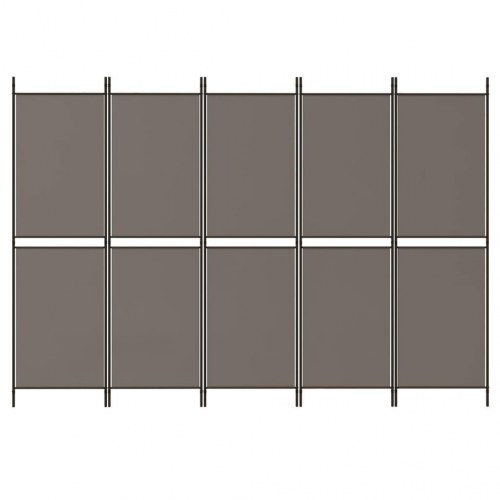 5-panels rumdeler i stof - 250 × 200 cm, antracitgrå