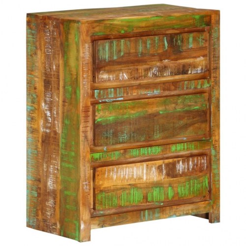Skuffeskab 60x33x75 cm massivt genbrugstræ flerfarvet