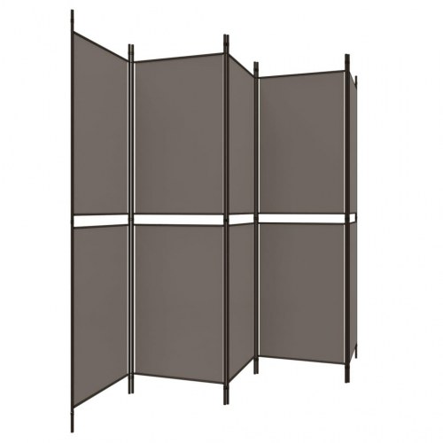 5-panels rumdeler i stof - 250 × 200 cm, antracitgrå