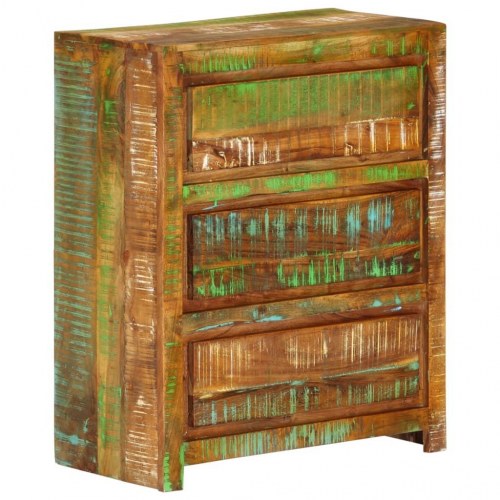 Skuffeskab 60x33x75 cm massivt genbrugstræ flerfarvet