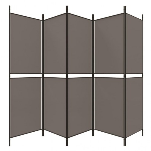 5-panels rumdeler i stof - 250 × 200 cm, antracitgrå