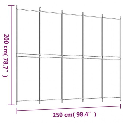 5-panels rumdeler i stof - 250 × 200 cm, antracitgrå