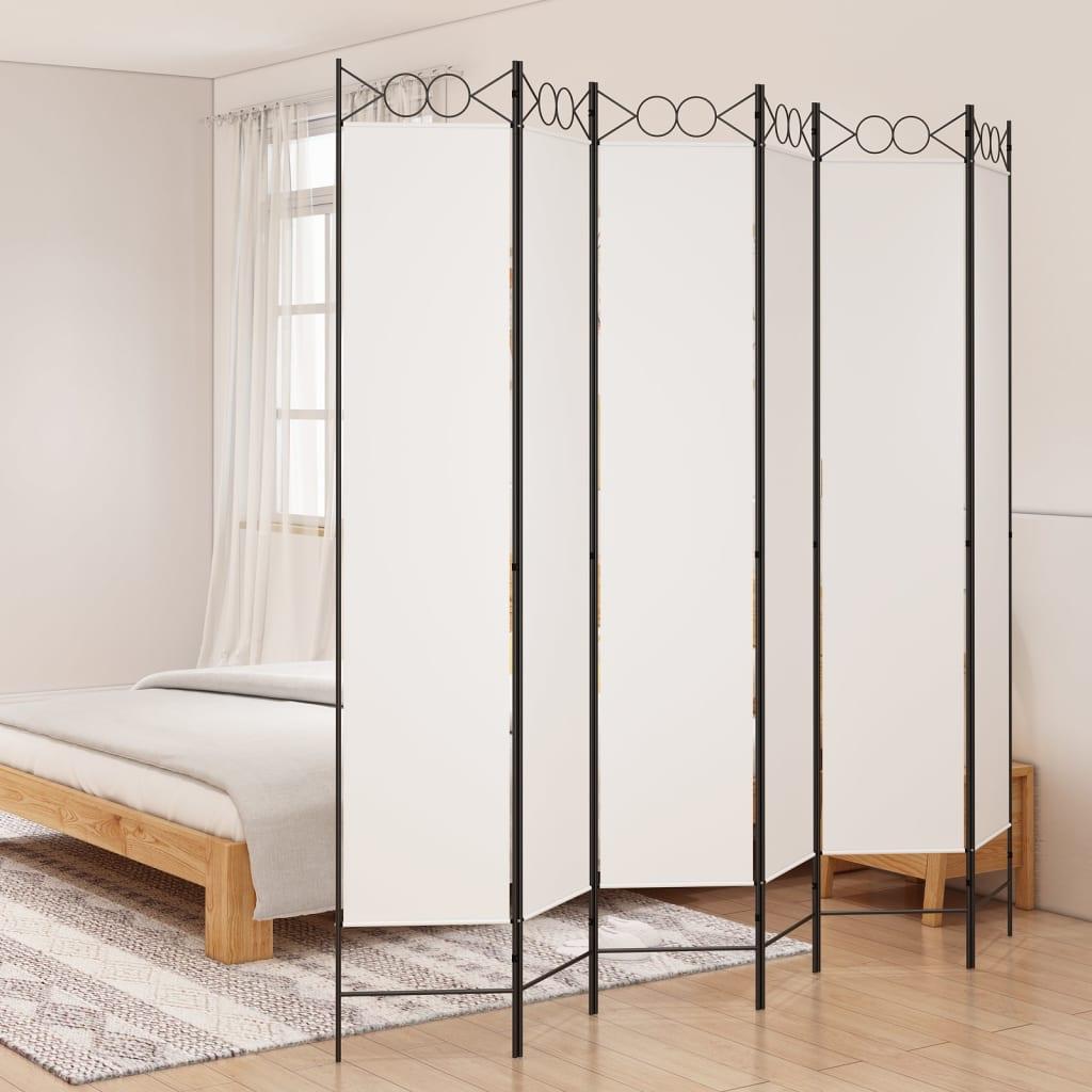 6-panels rumdeler 240x220 cm stof hvid