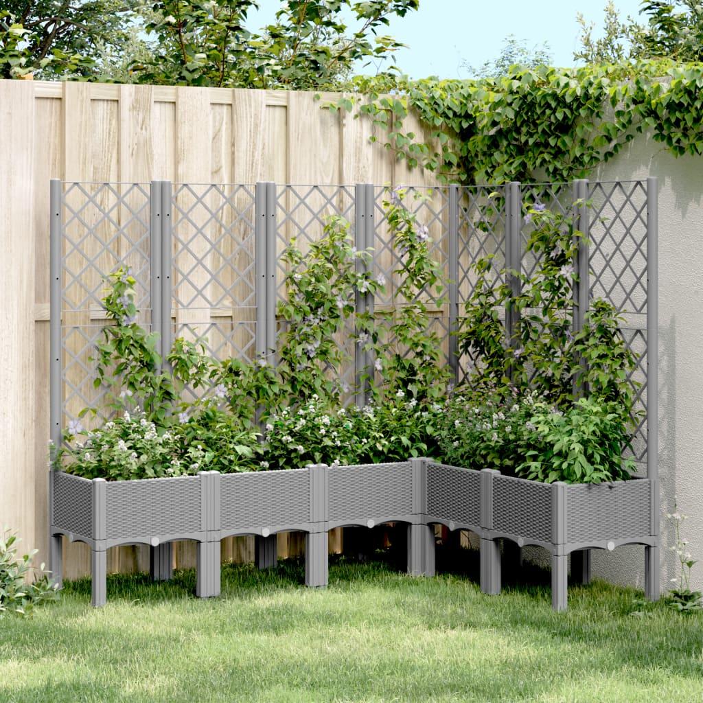 Plantekasse med espalier 160x120x142 cm PP lysegrå billede