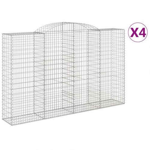Buede gabionkurve - 4 stk. 300×50×180/200 cm i galvaniseret jern