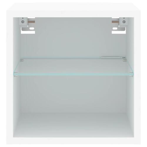 Væghængte tv-borde 2 stk. med LED-lys 30x28,5x30 cm hvid