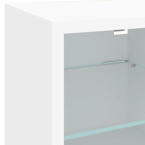 Væghængte tv-borde 2 stk. med LED-lys 30x28,5x30 cm hvid