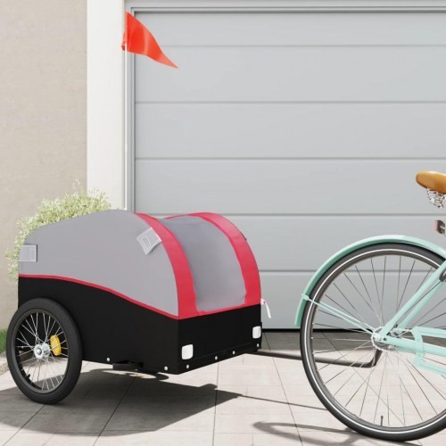 Cykelanhænger 45 kg - jern, sort/rød