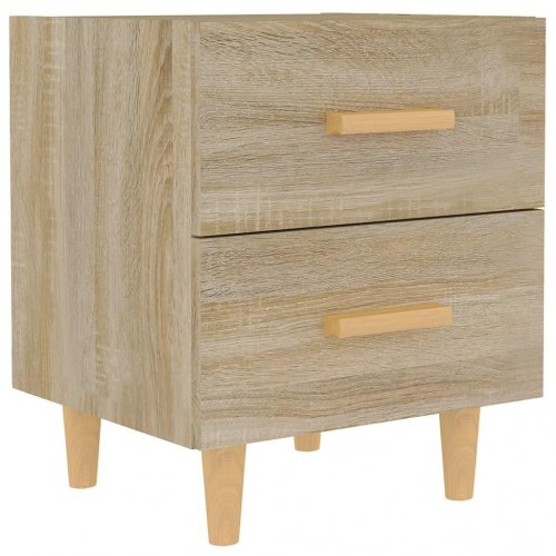 Sengebord med 2 skuffer - sonoma-eg, 40 x 35 x 47,5 cm