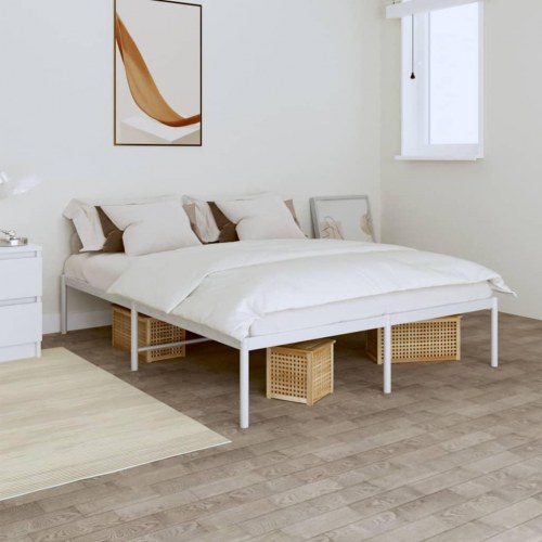 Sengeramme i metal 140 x 200 cm - hvid