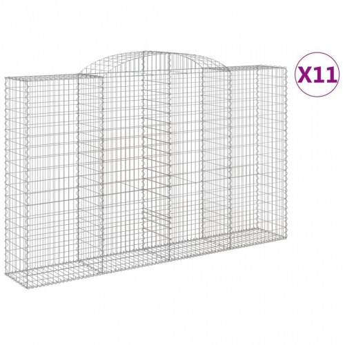 Buede gabionkurve - 11 stk. 300×50×180/200 cm i galvaniseret jern