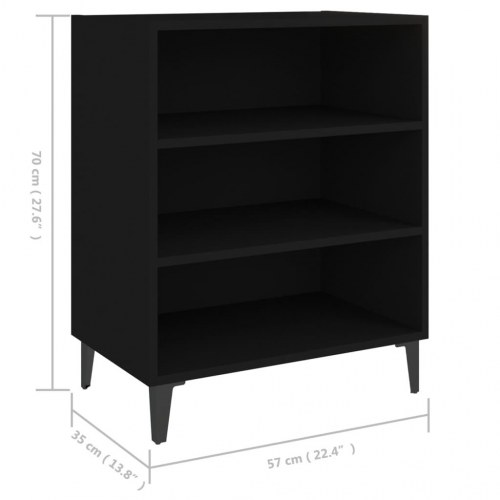 Skænk 57×35×70 cm i sort konstrueret træ med metalben