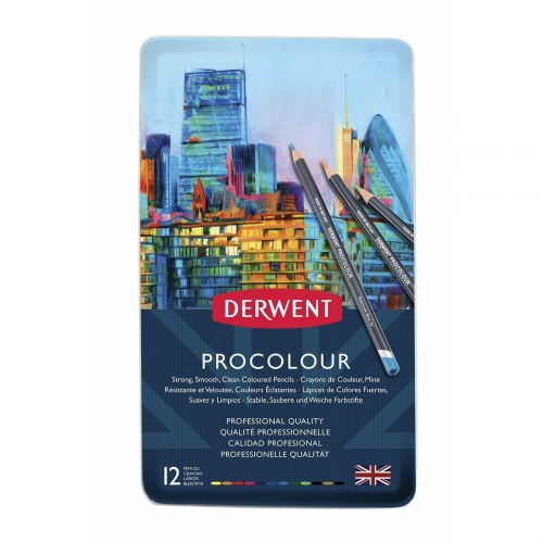 DERWENT Procolour farveblyanter - multifarvet, 12 stk. i metalæske