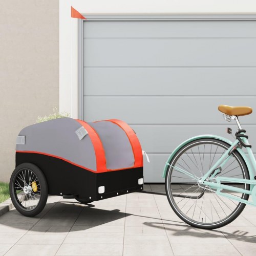 Cykelanhænger til last - 45 kg, jern, sort/orange