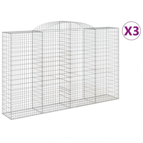 Buede gabionkurve - 3 stk. 300×50×180/200 cm i galvaniseret jern
