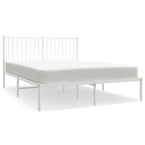 Sengeramme med sengegavl 140 x 190 cm i metal - hvid
