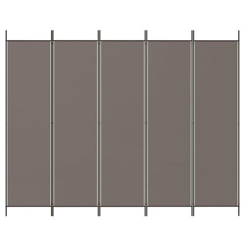 5-panels rumdeler 250x200 cm stof antracitgrå