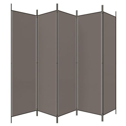 5-panels rumdeler 250x200 cm stof antracitgrå