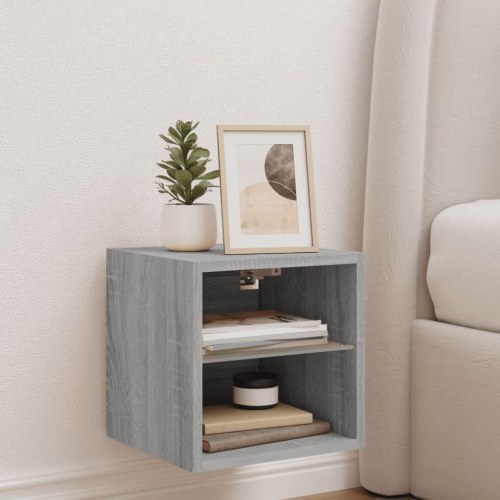 Væghængt tv-bord med LED-lys 30×28,5×30 cm - grå sonoma-eg