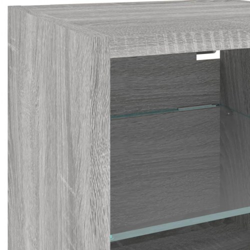 Væghængt tv-bord med LED-lys 30×28,5×30 cm - grå sonoma-eg