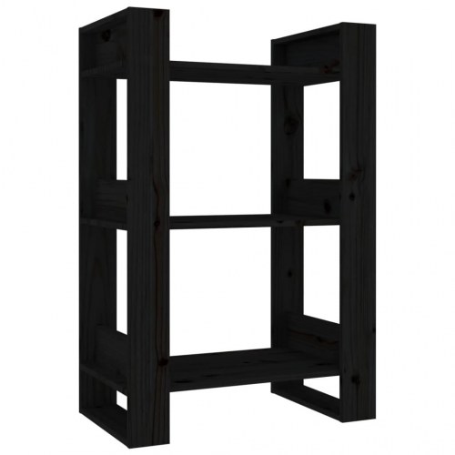 Bogreol/rumdeler 60x35x91 cm massivt fyrretræ sort