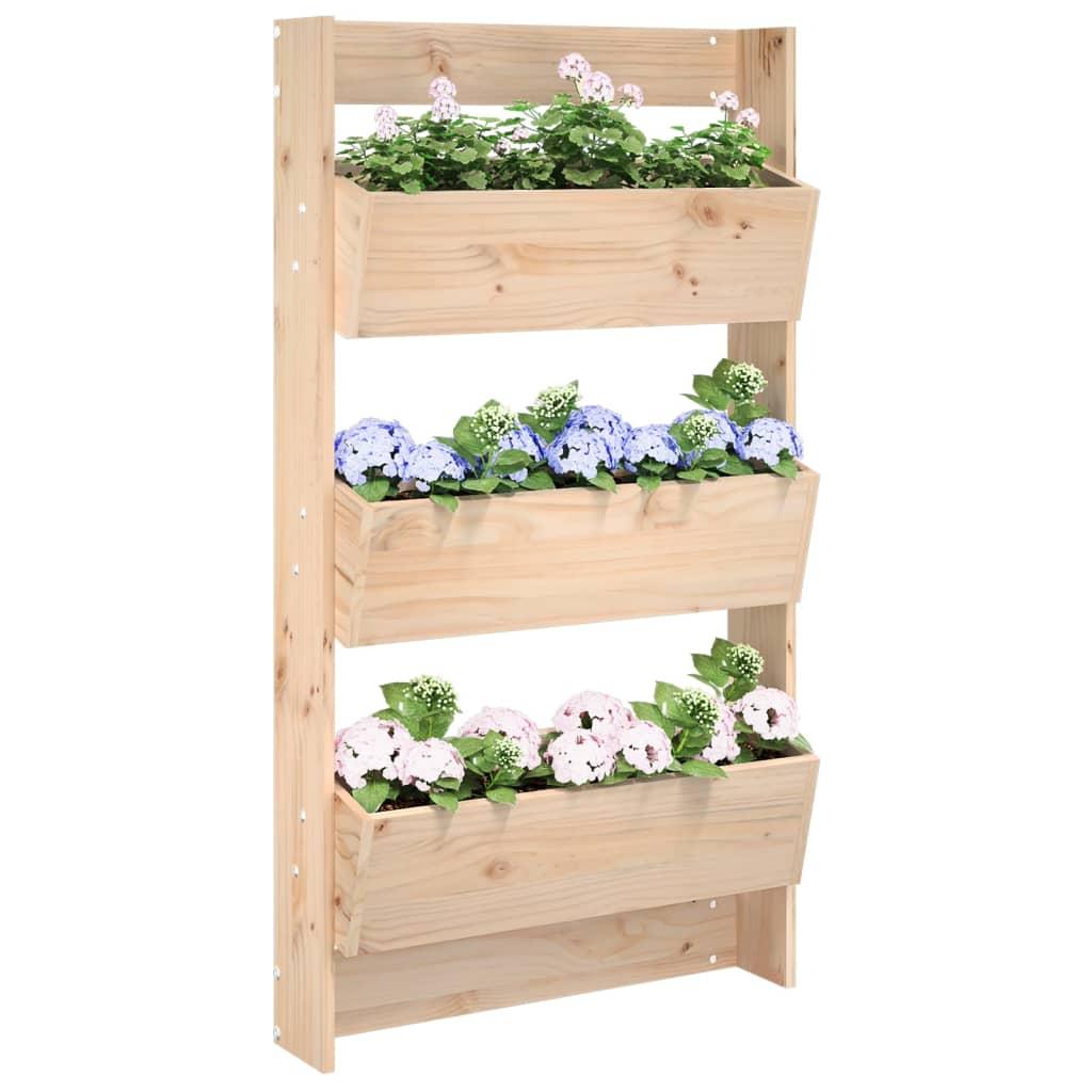 Plantevæg 60x18,5x110 cm 3 niveauer massivt fyrretræ