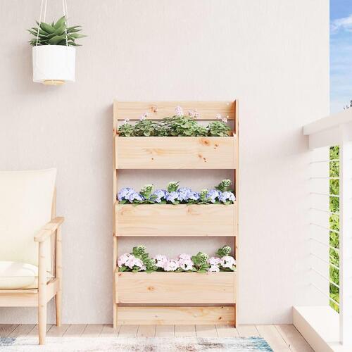 Plantevæg 60x18,5x110 cm 3 niveauer massivt fyrretræ