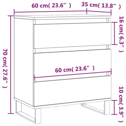 Skænk 60 x 35 x 70 cm i konstrueret træ - hvid