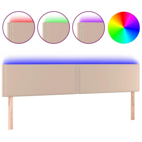 Sengegavl med LED-lys 180x5x78/88cm kunstlæder cappuccinofarvet
