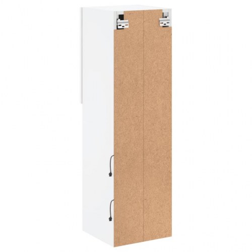 Tv-borde sæt med LED-lys - 2 væghængte enheder, hvid 30,5×30×102 cm