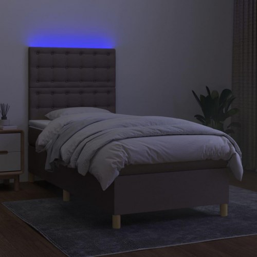 Kontinentalseng med LED-lys 100×200 cm - stof gråbrun