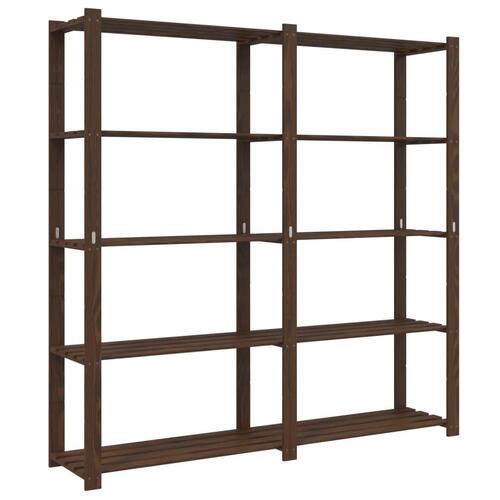 Opbevaringsreol 5 hylder 170x38x170 cm massivt fyrretræ brun